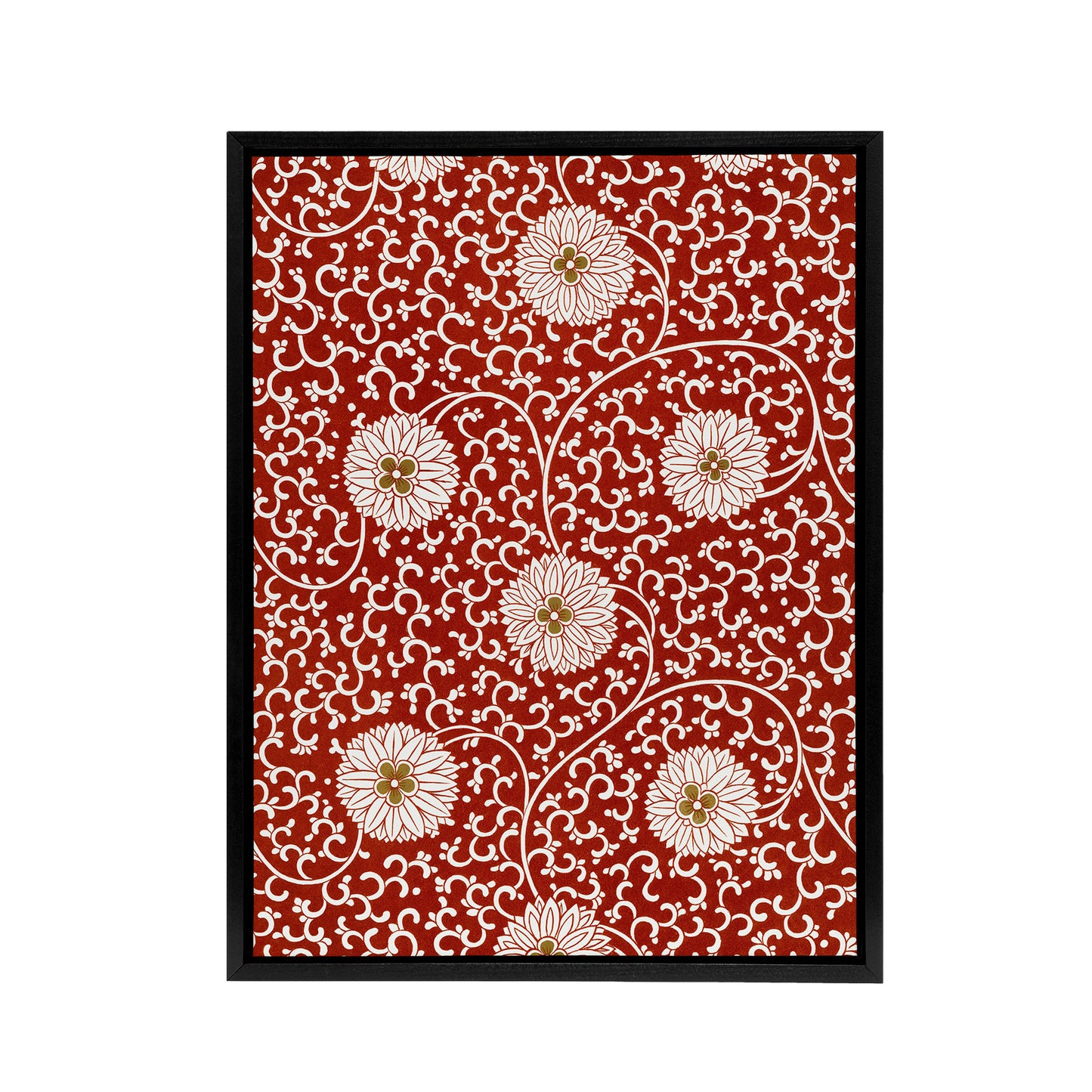 Owen Jones Floral Filigree Pattern in Red Black Framed Canvas Wall Art Print
