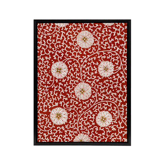 Owen Jones Floral Filigree Pattern in Red Black Framed Canvas Wall Art Print