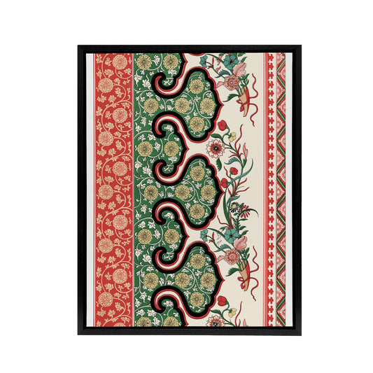 Owen Jones Ornamental Floral Motif Pattern Black Framed Canvas Wall Art Print