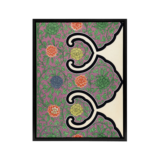 Owen Jones Ornamental Flower Motif Pattern Black Framed Canvas Wall Art Print