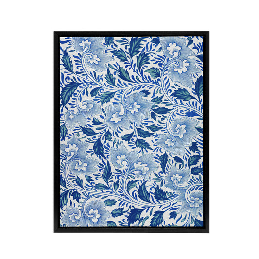 Owen Jones Elegant Ornamental Flower Pattern Black Framed Canvas Wall Art Print
