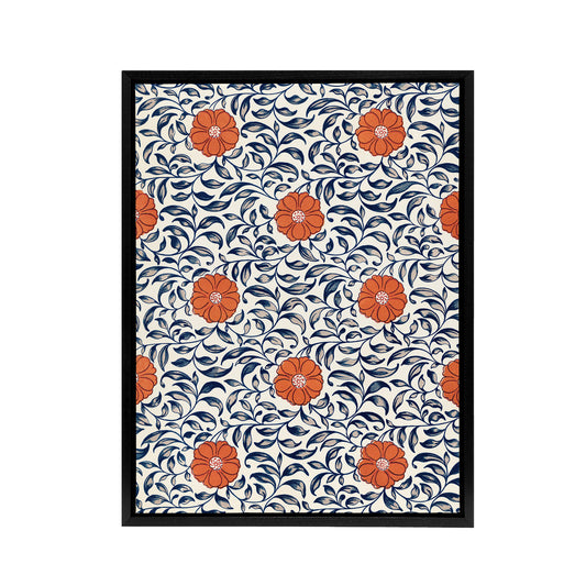Owen Jones Simple Red Flower Bloom Pattern Black Framed Canvas Wall Art Print