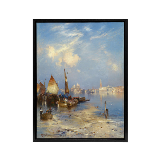 Thomas Moran A View of Venice Grand Canal Black Framed Canvas Wall Art Print