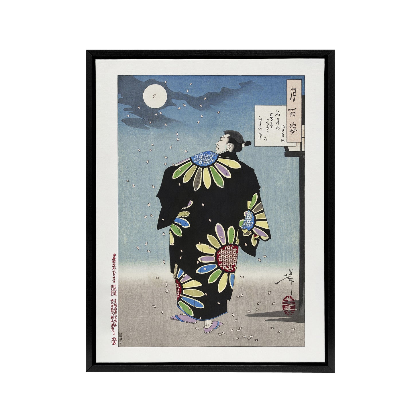 Yoshitoshi Fukami Jikyu Vintage Japanese Ukiyo-e Black Framed Canvas Art Print