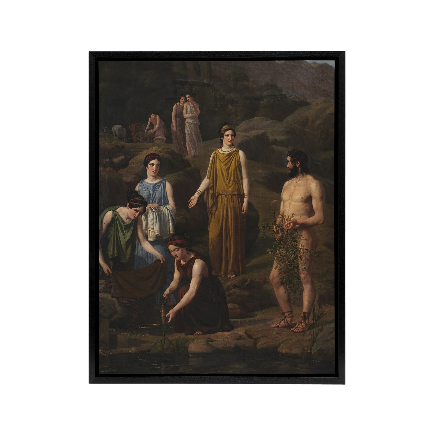 Wilhelm Marstrand Nausicaa Brings Odysseus Clothes Black Framed Canvas Art