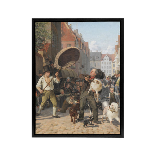 Wilhelm Marstrand Street Scene in the Dog Days Black Framed Canvas Art Print