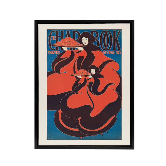 W H Bradley The Chapbook Vintage Thanksgiving Cover Black Framed Canvas Art