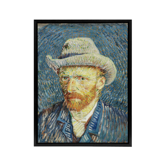 Vincent Van Gogh Self Portrait With Felt Hat Black Framed Canvas Wall Art