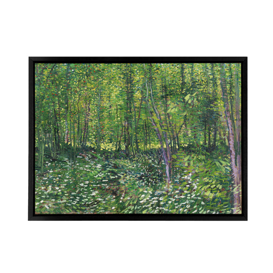 Vincent Van Gogh Trees And Undergrowth Black Framed Canvas Wall Art Print