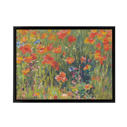 Vonnoh Robert William Poppies Floral Black Framed Canvas Wall Art Print