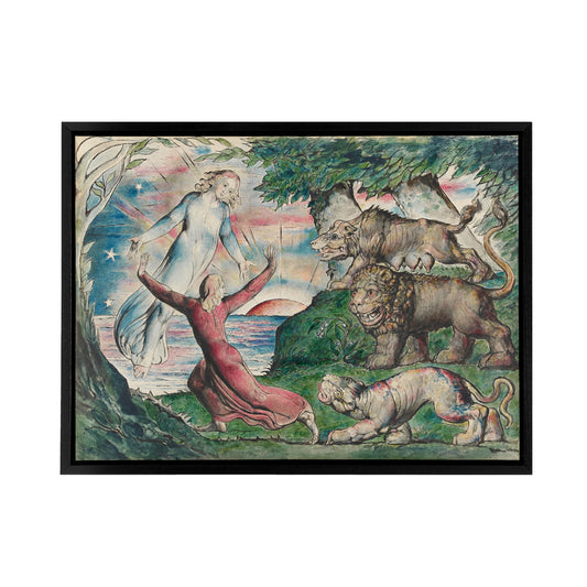 William Blake Dante Running From The Beasts Black Framed Canvas Art Print