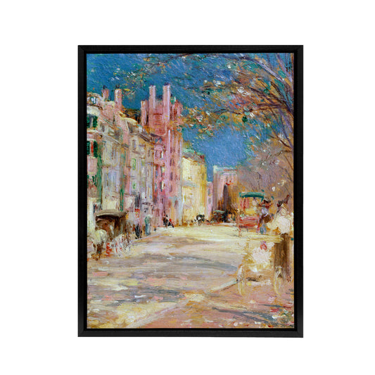 Bannister Boston Vintage Street Scene Black Framed Canvas Wall Art Print