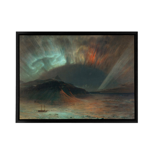 Frederic Church Aurora Borealis Seascape Black Framed Canvas Art Print