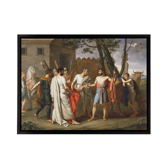 De Ribera Cincinnatus Abandons The Plough Black Framed Canvas Art Print