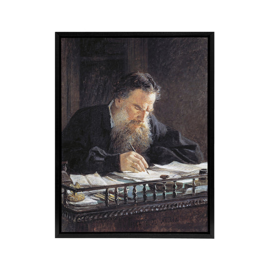 Nikolai Ge Leo Tolstoy Portrait Black Framed Canvas Wall Art Print