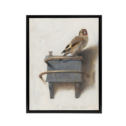 Carel Fabritius The Goldfinch Bird Black Framed Canvas Wall Art Print