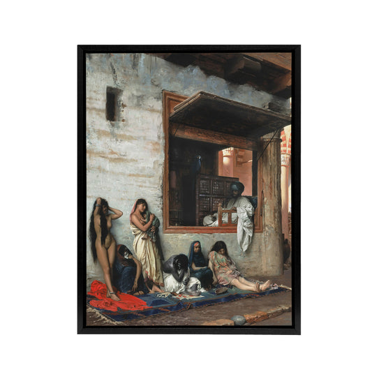 Jean Leon Gerome Slave Market Women Black Framed Canvas Wall Art Print