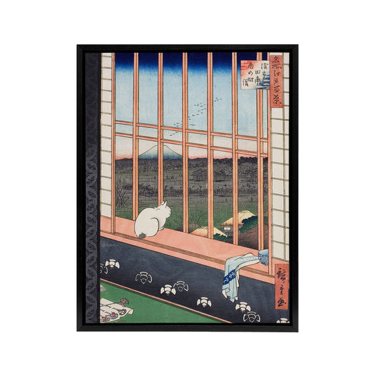 Hiroshige Asakusa Fields Black Framed Canvas Japanese Wall Art Print