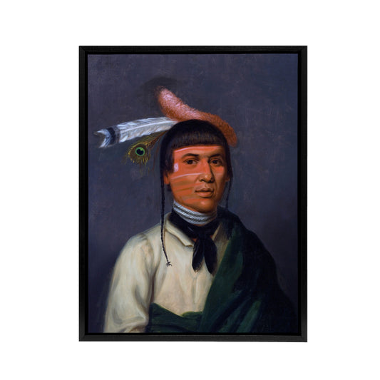 Henry Inman Chippewa Chief No Tin Portrait Black Framed Canvas Art Print