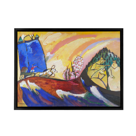 Kandinsky Painting with Troika Black Framed Canvas Abstract Wall Art Print