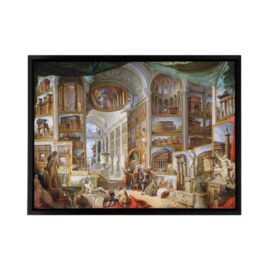 Panini Ancient Rome Classical Antiquities Black Framed Canvas Art Print