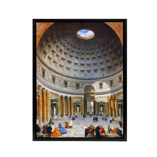 Panini Interior Of The Pantheon Rome Black Framed Canvas Wall Art Print