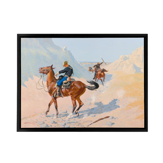 Frederic Remington Advance Guard Ambush Black Framed Canvas Wall Art Print
