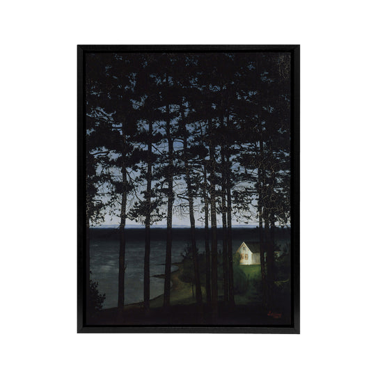 Harald Sohlberg Fisherman's Cottage Black Framed Canvas Wall Art Print
