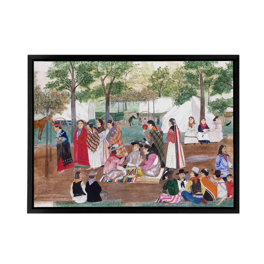 Spybuck Shawnee Chicken Dance Black Framed Canvas Wall Art Print