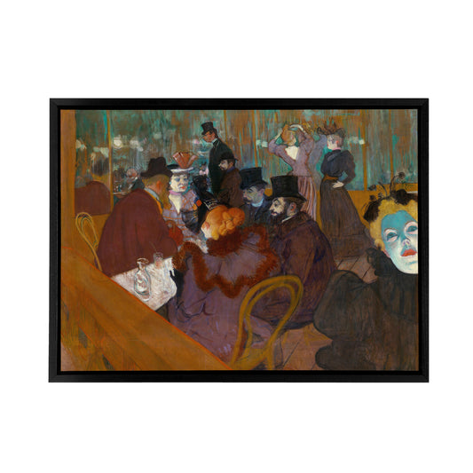 Toulouse Lautrec At The Moulin Rouge Black Framed Canvas Wall Art Print