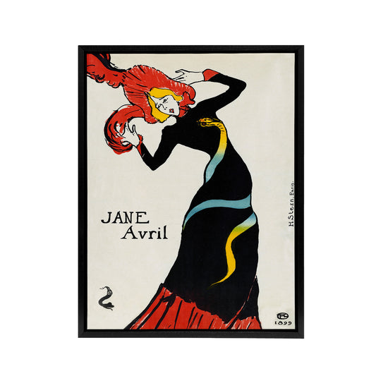 Toulouse Lautrec Can Can Dancer Jane Avril Black Framed Canvas Art Print