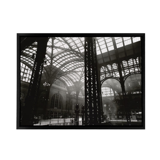 Berenice Abbott Penn Station Interior Photo Black Framed Canvas Art Print