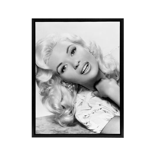 Actress Jayne Mansfield Photograph Black Framed Canvas Wall Art Print