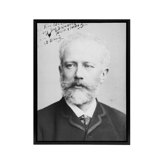 Tchaikovsky Autographed Portrait Black Framed Canvas Wall Art Print