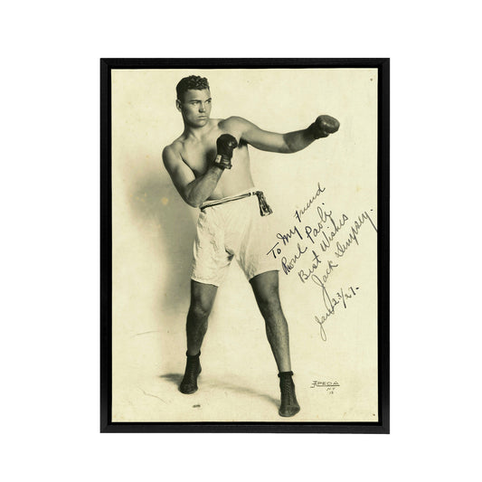 Boxer Mauler Jack Dempsey Black Framed Canvas Wall Art Print