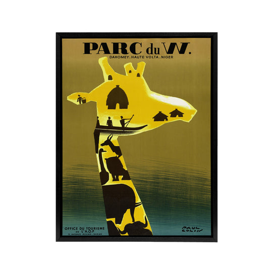 Paul Colin Dahomey Nature Reserve Advert Black Framed Canvas Art Print