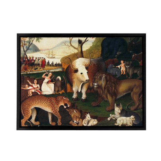 Edward Hicks Peaceable Kingdom Black Framed Canvas Wall Art Print