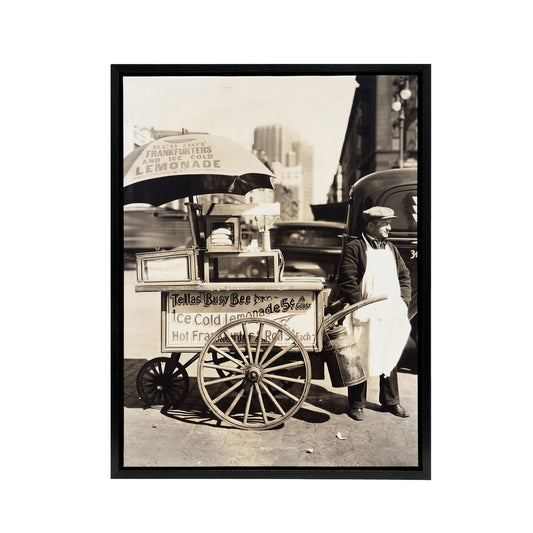 Lemonade And Hot Dog Stand Vintage Photo Black Framed Canvas Art Print