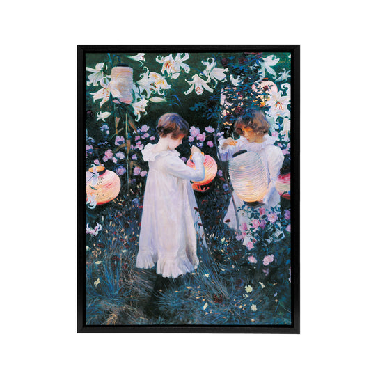John Singer Sargent Carnation Lily Rose Black Framed Canvas Wall Art Print