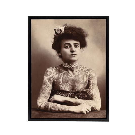 Maud Wagner Trapezist Tattoo Artist Black Framed Canvas Wall Art Print