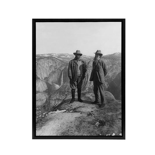 US President Teddy Roosevelt and John Muir Black Framed Canvas Art Print
