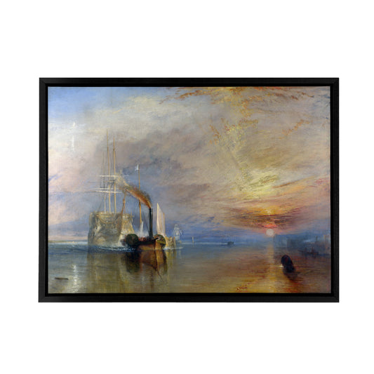 JMW Turner The Fighting Temeraire Ship Black Framed Canvas Wall Art Print