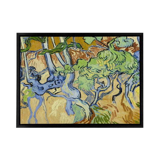 Van Gogh Tree Roots Black Framed Canvas Wall Art Print