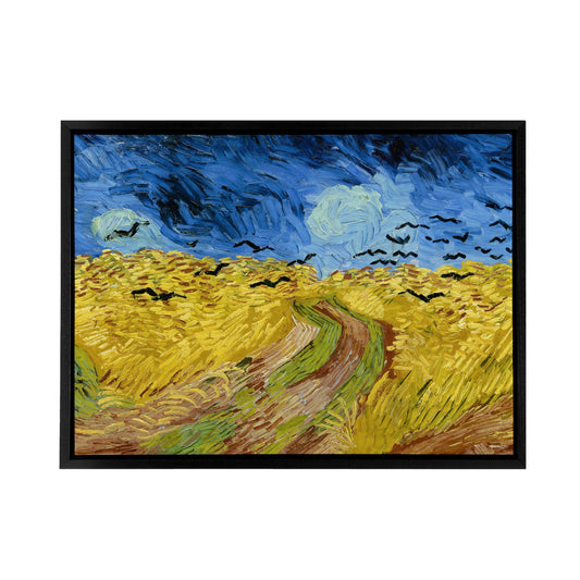 Van Gogh Wheatfield With Crows Black Framed Canvas Wall Art Print
