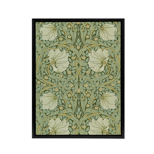 William Morris Pimpernel Floral Pattern Black Framed Canvas Wall Art Print