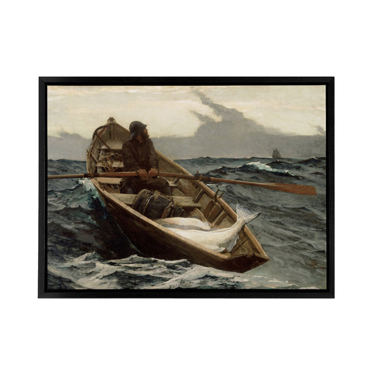 Winslow Homer The Fog Warning Black Framed Canvas Wall Art Print