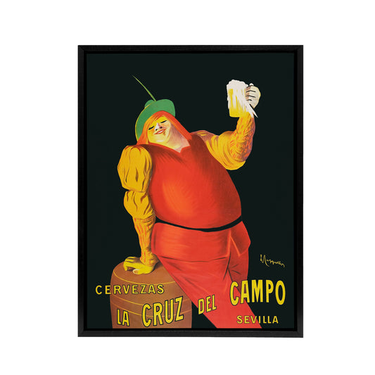 Cappiello Cervezas Cruz Campo Beer Advert Black Framed Canvas Art Print