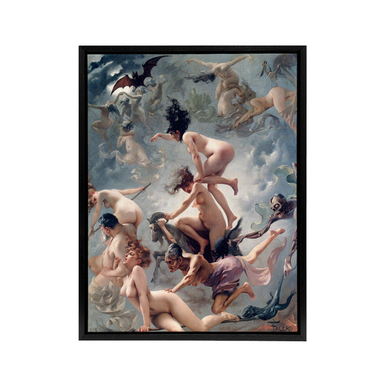 Falero Witches Going To Their Sabbath Black Framed Canvas Wall Art Print