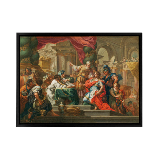 Alexander The Great In Temple of Jerusalem Black Framed Canvas Art Print