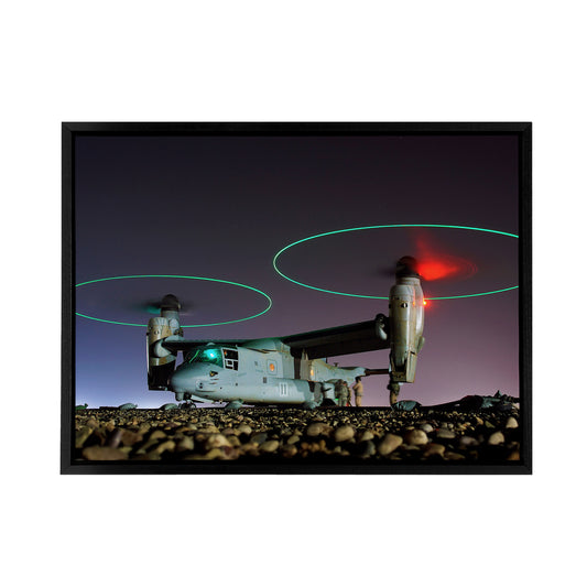 US Navy V 22 Osprey Tritrotor Aircraft Black Framed Canvas Wall Art Print